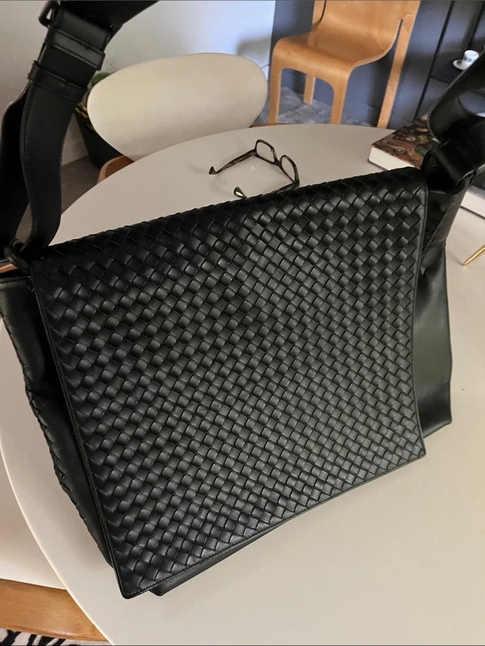 Bottega Veneta Black Intrecciato Leather Shoulder Bag